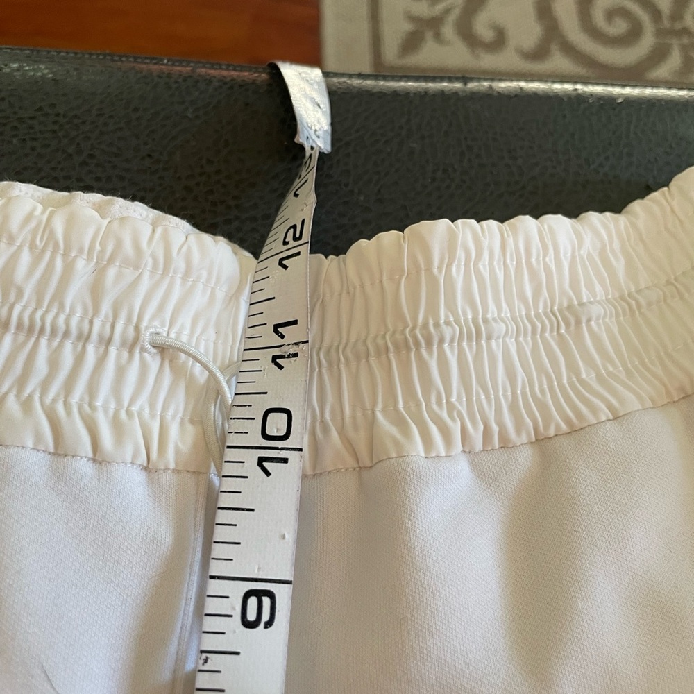 Athleta Triumph Hybrid Wide Leg Crop sweatpant high rise stretch waist MED Cream - Picture 14 of 16